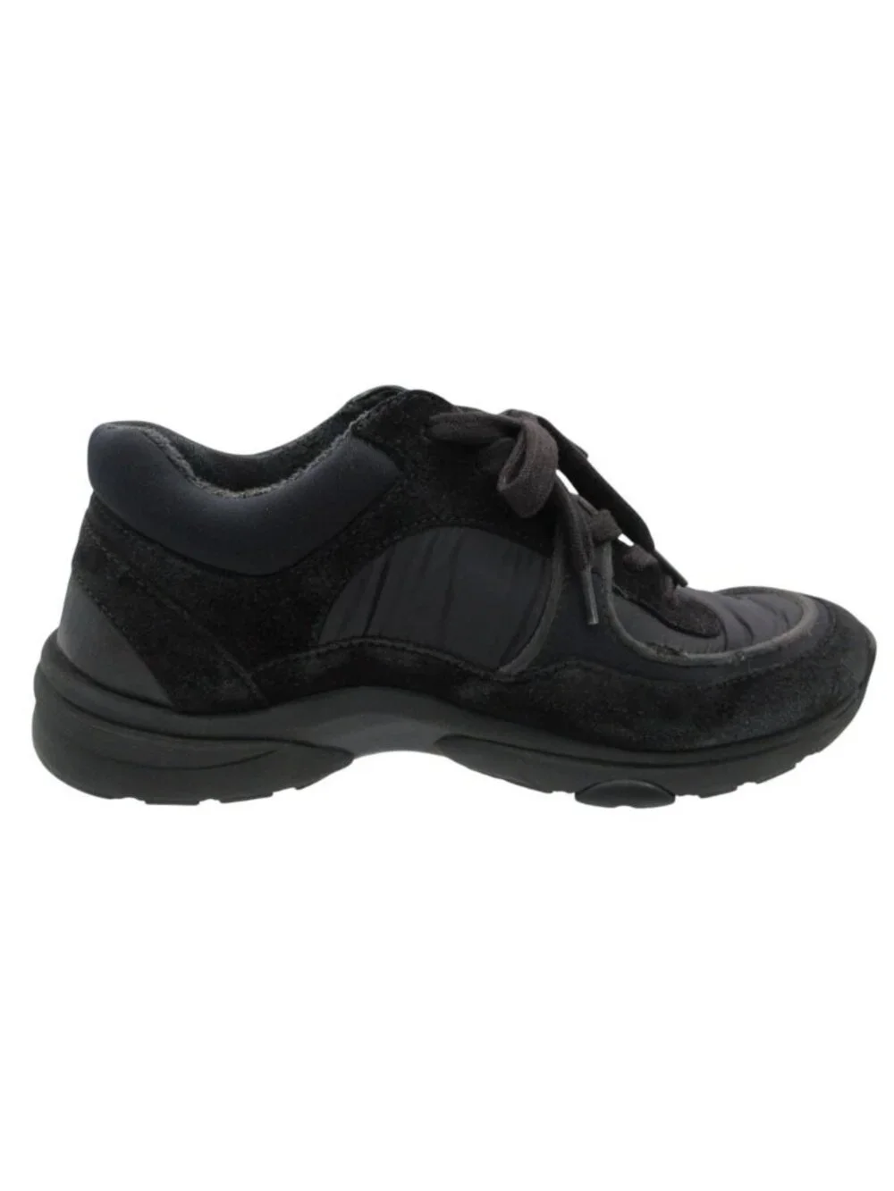 Chanel Sneakers Suede Leather Shoes CC Logo Black